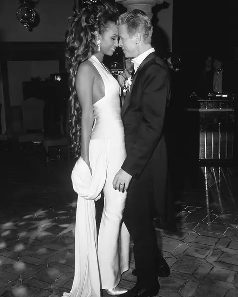 Iman &amp; David Bowie on their wedding day in Florence, Italy, June 6, 1992