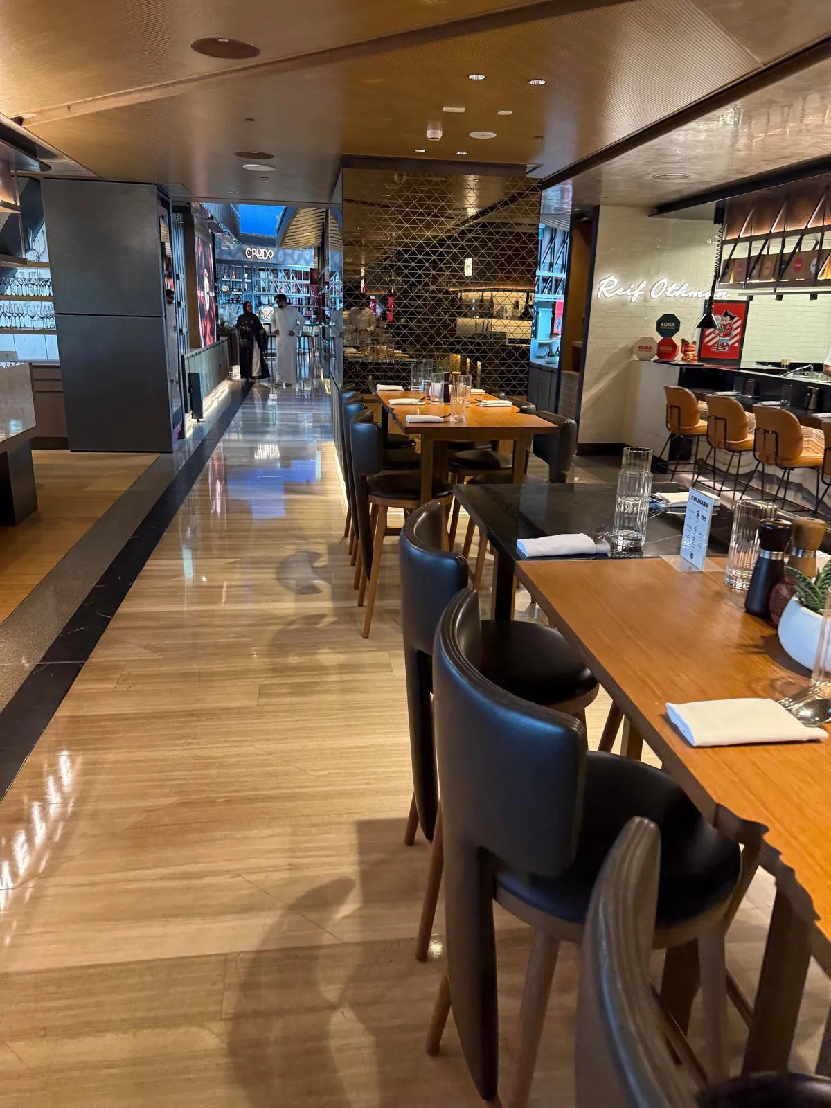 A food court suspended between two buildings 24 stories up in Dubai