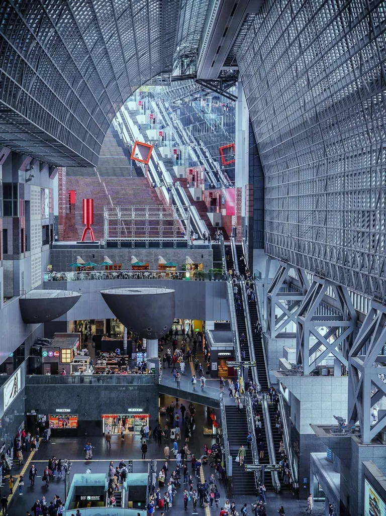 Entrance hall of Kyoto Station, Japan, designed by Hiroshi Hara in 1997