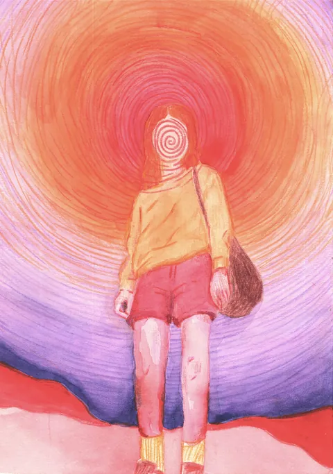 Colette With No Face, Goodshrines (me), watercolor and colored pencil, 2024