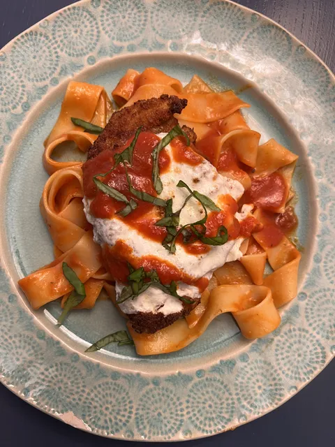 Chicken Parmesan over paparedelle[OC]