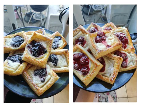 [homemade] blueberry and cherry cream cheese danishes