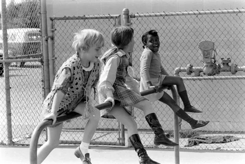 Children at Leapwood Elementary School, Los Angeles, California, 1970.