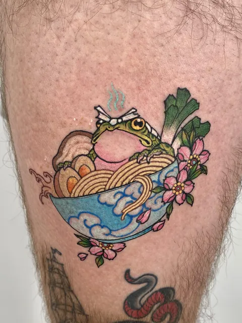 Ramen onsen frog tattoo done by me Jerome Lee from Singapore.