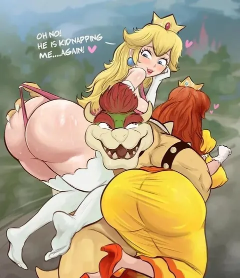Peach, Daisy, Rosalina and Pauline with Bowser, Mario, Luigi and Donkey Kong (Arachnart)