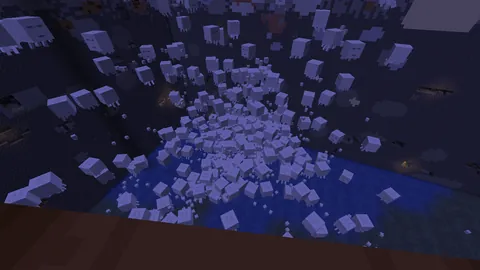 My friends hydrated 1700 happy ghasts in my witch farm. They cover a span of 300x300 hole. How can I fix this?