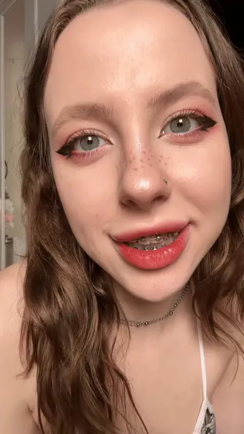 eye contact and braces tease hehe