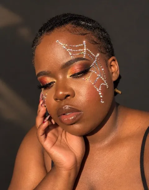 Smokey Sunset Halloween Look with Rhinestone Spider web