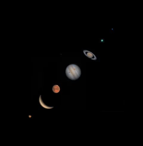 7 planets of the solar system with a DSLR and 8" Dob