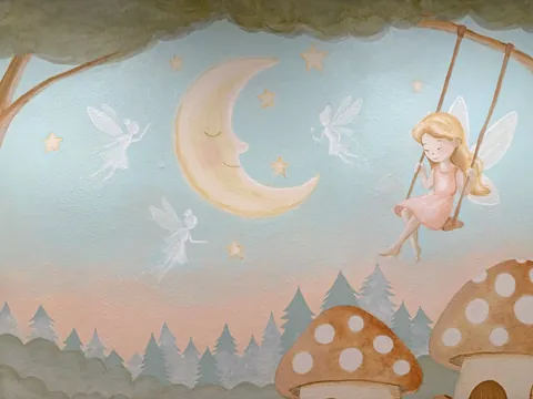 Storybook mural I painted for my baby niece’s nursery