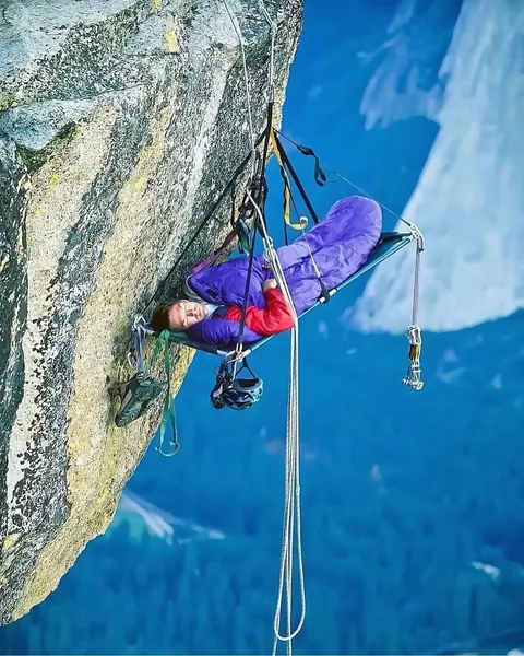 hanging “beds” are called portaledges.. collapsible platforms used by climbers during multi-day ascents