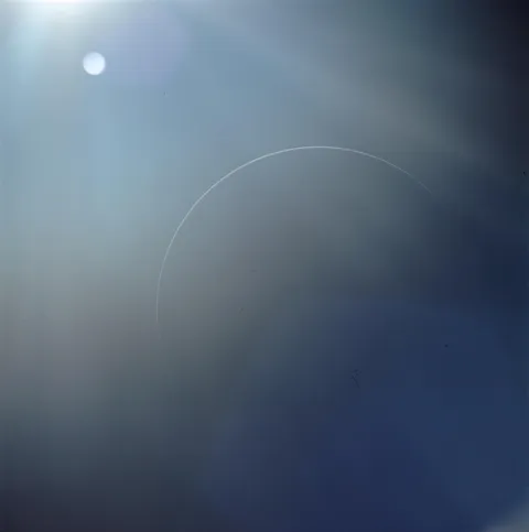 Thin crescent Earth photographed by the Apollo 12 Crew while returning from the Moon.