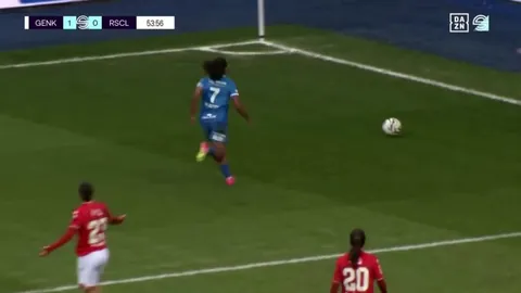 KRC Genk ladies score a bizarre goal after the ball bounces back in play from the corner flag