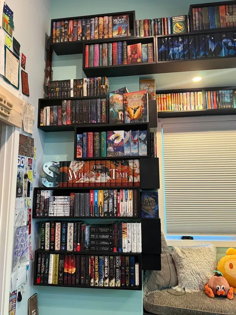 My fully custom bookshelf I built with my dad from scratch!