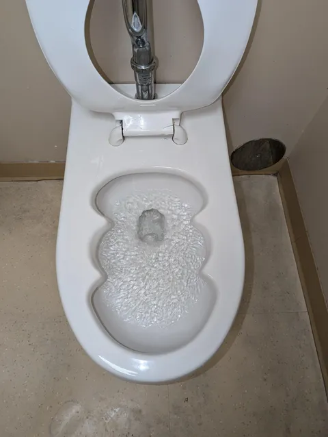 This oddly shaped toilet bowl in a doctor's office. 