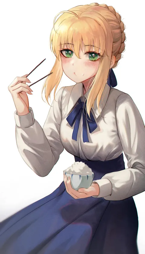 [Fate/stay night] Saber having rice