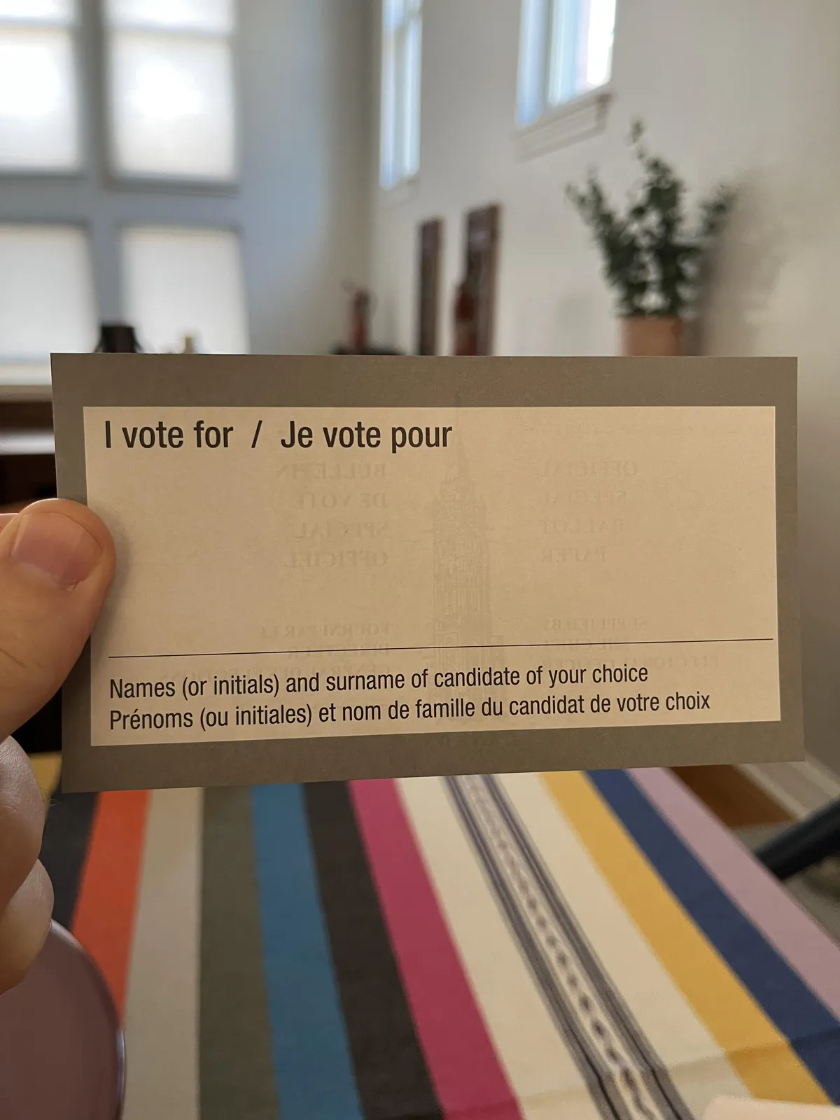 This is what a Canadian absentee ballot looks like