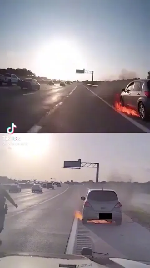 Texas officer pulls man from burning car