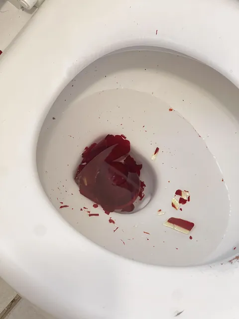 I knocked a vase off the bathroom sink and it fell directly into the toilet and broke.