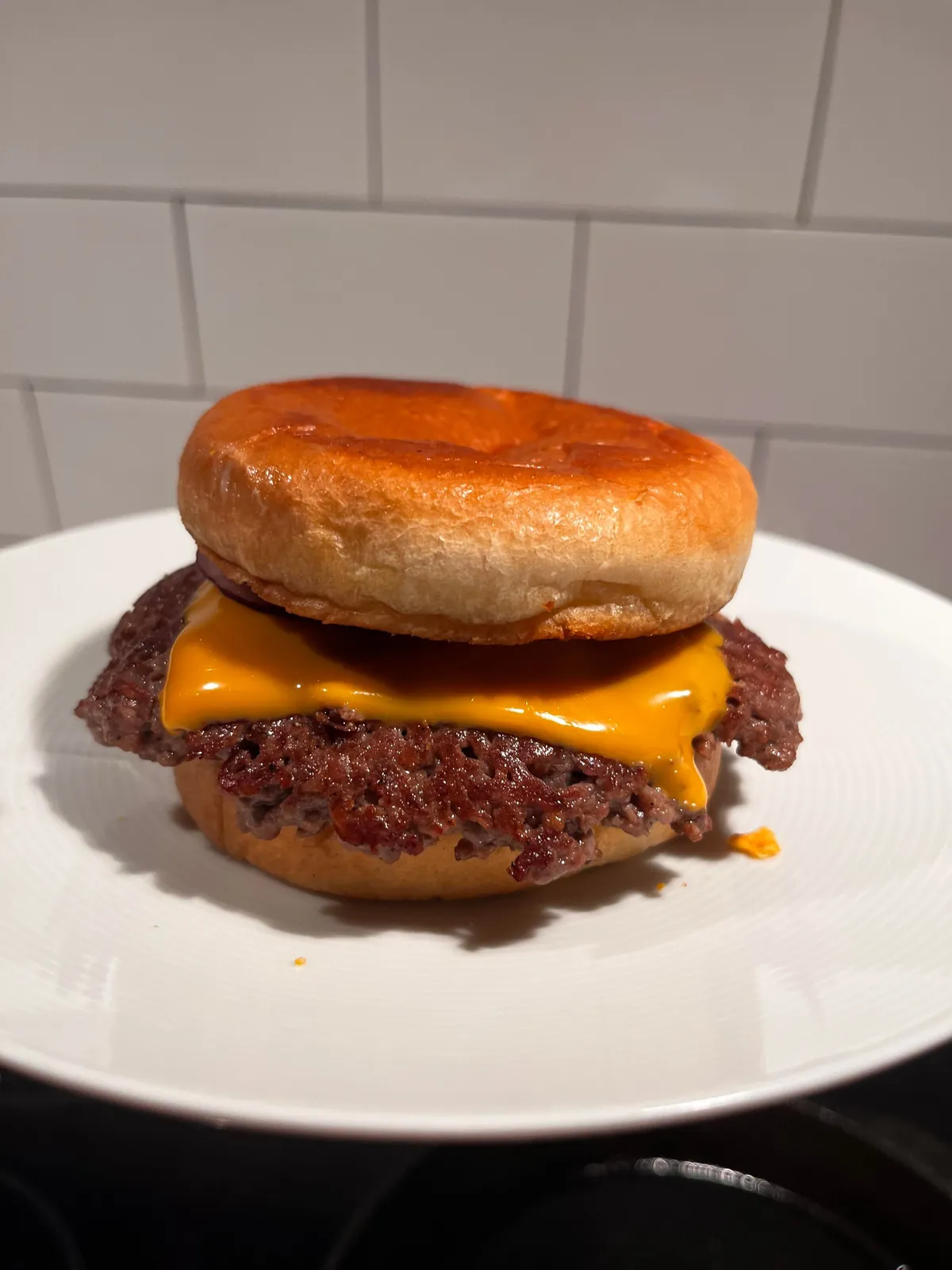 [homemade] Cheeseburger with some crushed Doritos