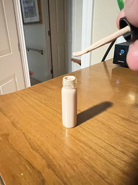 Ladies.. tired of having to have a hefty makeup bag in your purse or for traveling? The coke vial with spoon makes the perfect foundation holder, even equipped with applicator.