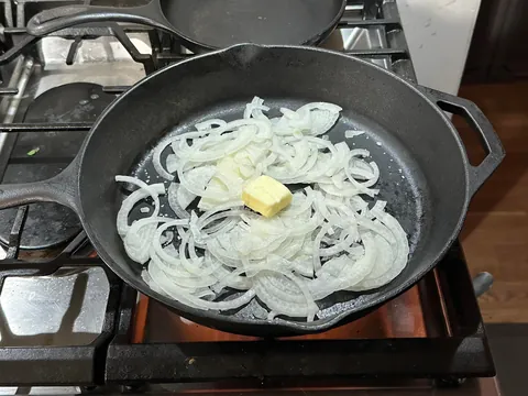 [homemade] smoked butt and cheddar w/onion and onion