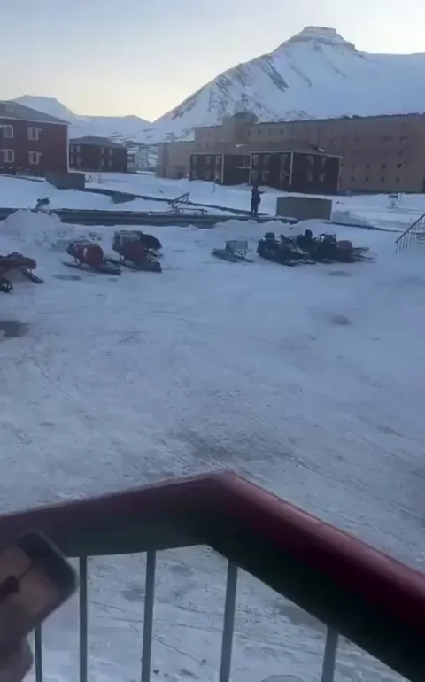 Man gets chased by polar bear.