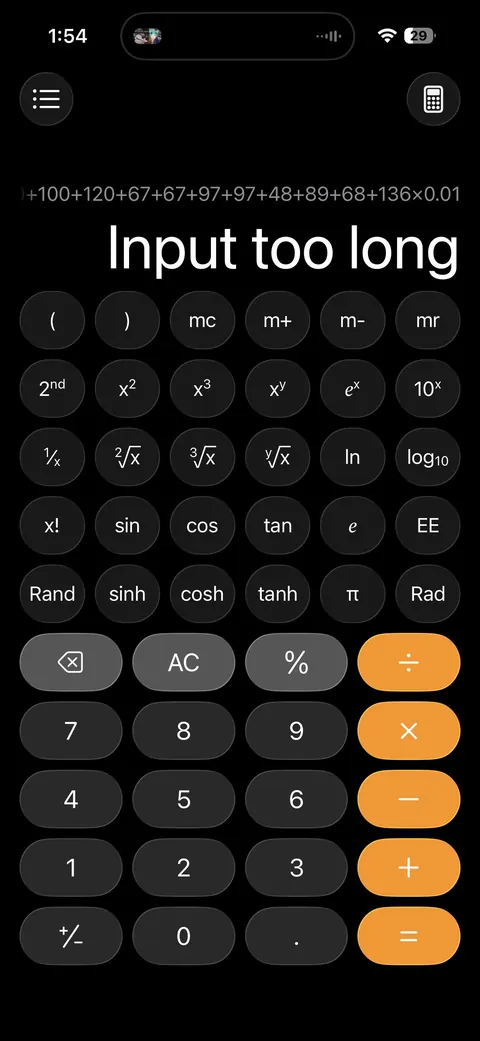 After spending 20 minutes adding numbers, I get this notice when I try to equal out