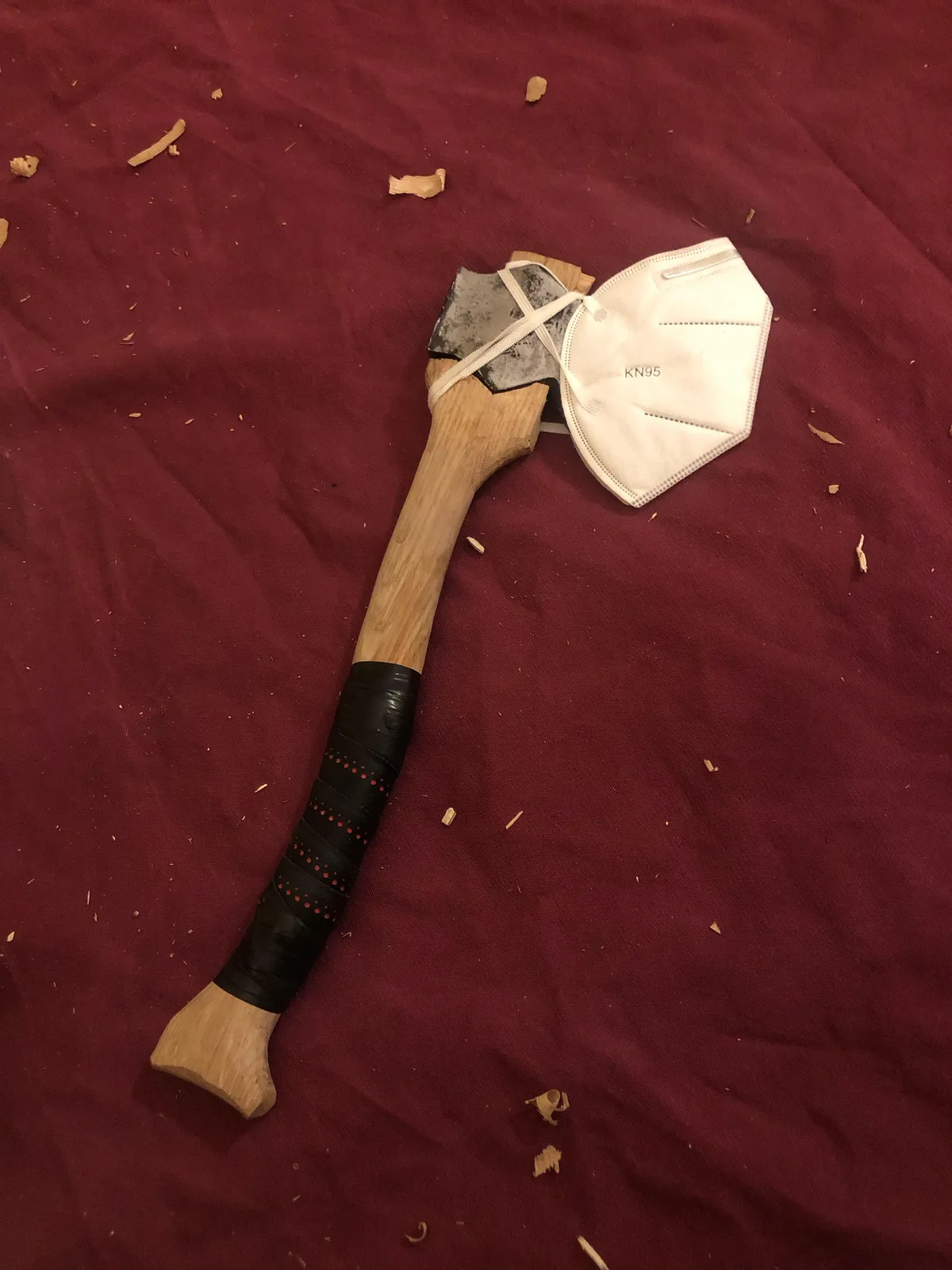 Use a mask to cover your hatchet and protect the blade, you, and your things!