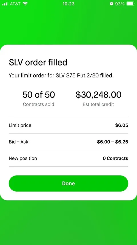 16K gain on SLV puts in 30 minutes