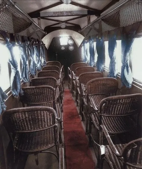 The interior of a commercial airplane in 1939. Imperial Airlines 