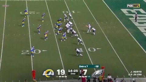 [Highlight] Jalen Hurts get strip sacked as the Rams recover