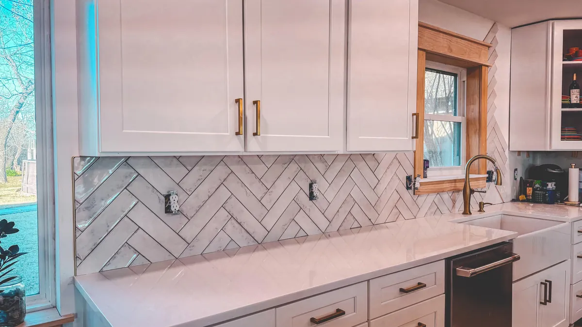 Update: Herringbone backsplash - never again