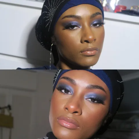Blue smokey eyes to match my blue and black scarf