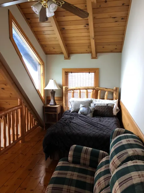 Cozy little corner on the top floor of a mountain cabin