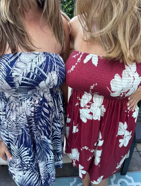We refuse to put our sundresses away yet.   Swipe for the better view