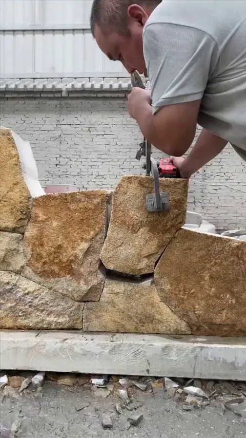 Creating a stone wall.