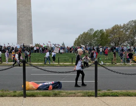 [OC] Dragging Trump through the street at D.C. Hands Off protest