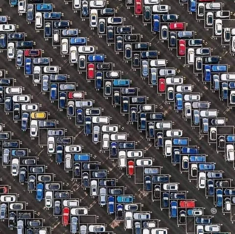 Frankfurt, Germany stunning geometrical parking offers 60% of space and easy parking and exit.