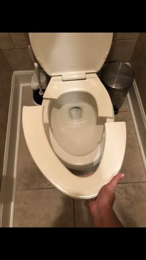 An extended family member broke the toilet seat while at a gathering and left without mentioning it to anyone.