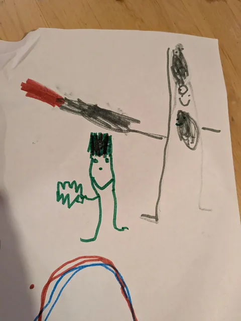 5yo drew overwatch character at school