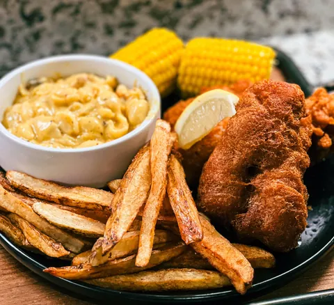 Beer Battered Cod, Triple Cheese Mac, Fresh Cut Fries and Corn Niblets!