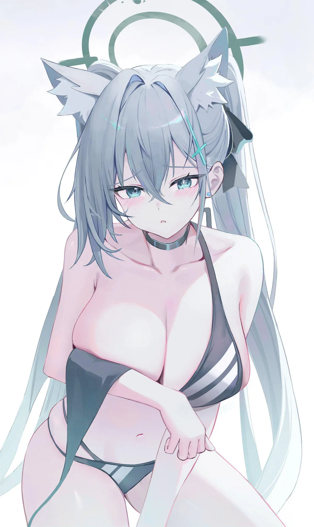 Shiroko Terror's half undone swimsuit 
