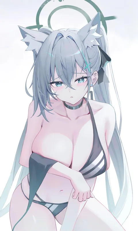 Shiroko Terror's half undone swimsuit 