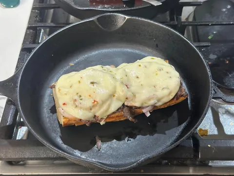 [homemade] steak and turkey sub