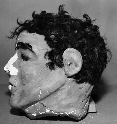 One of three fake heads used as decoys during a 1962 escape of 3 prisoners from Alcatraz. They were made with soap, toilet paper, toothpaste, and concrete dust.