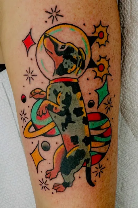 Space Dachshund by Amanda Hart at Control Tattoo in Titusville, FL