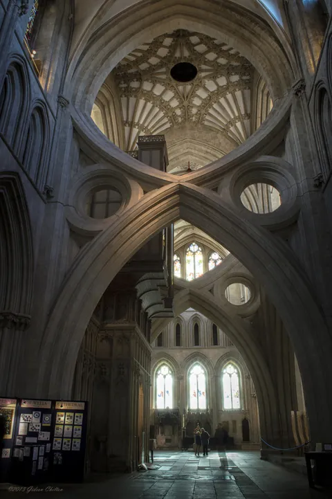 Scissor arch added to Wells Cathedral in 1338 to redistribute the weight of the tower