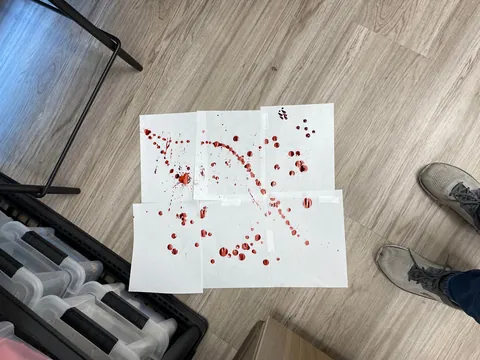 Blood spatter analysis day in my forensics class 😋