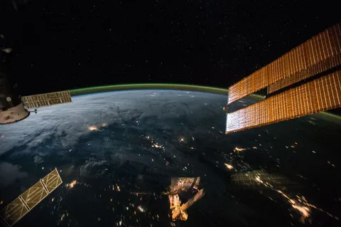 A photograph of Earth taken by an astronaut on the ISS during Expedition 42, taken over western China.